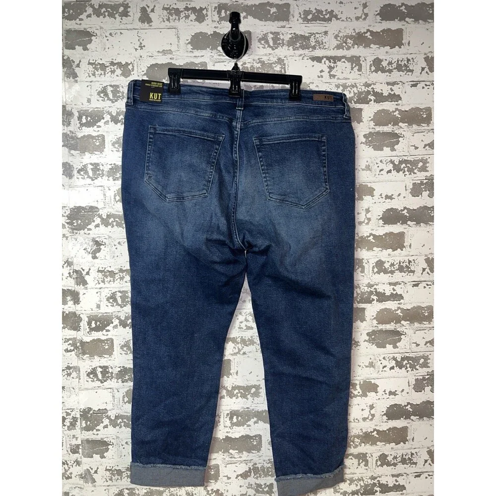NWT! Kut From The Kloth Amy Frayed Hem High Rise Boyfriend Jeans Indigo Blue 20W - Picture 7 of 11